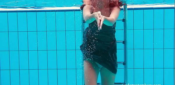  Brunette tight babe Nata Szilva in the pool